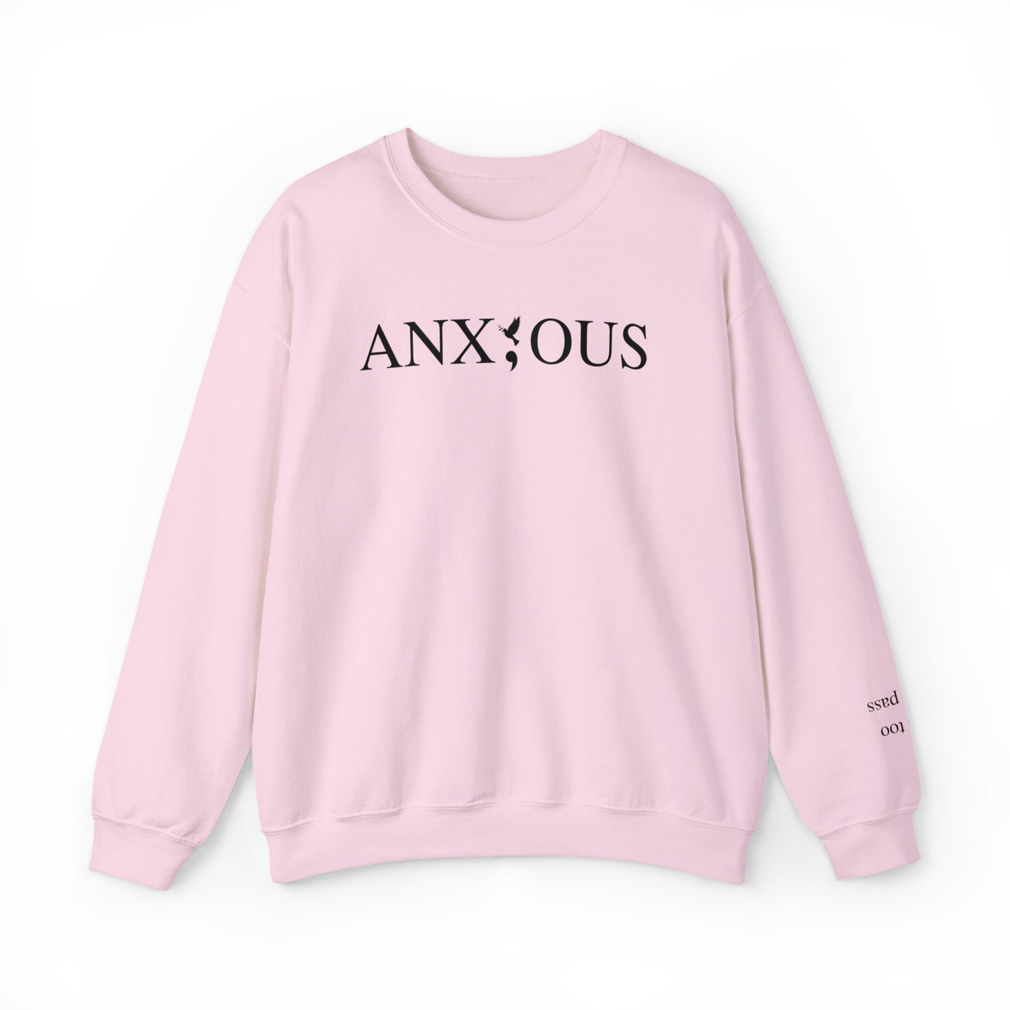 featuring a prominent semicolon in the middle of the word anxious - With Sleeve print 