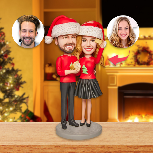 Christmas Gift Couples Taking Photos Custom Bobblehead with Engraved Text