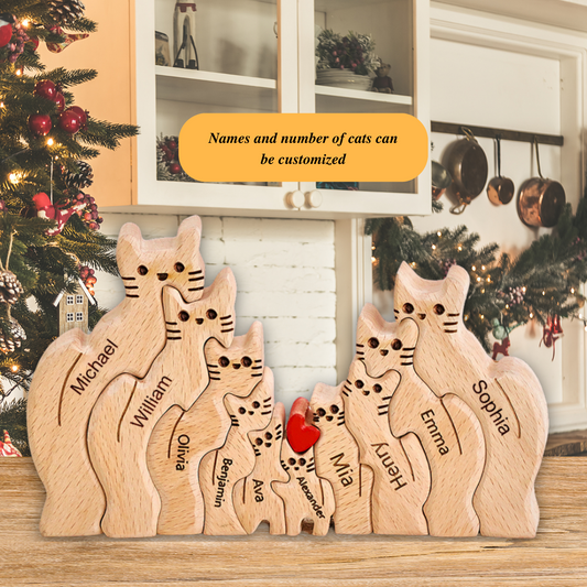 Custom Name Wooden Cat Puzzle Piece